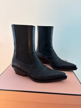 Acne Studios Black Leather Pointed Boots